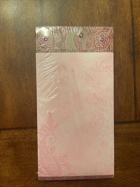 Punch Studio Pink Paisley Decorative Notepad with Gem Accents